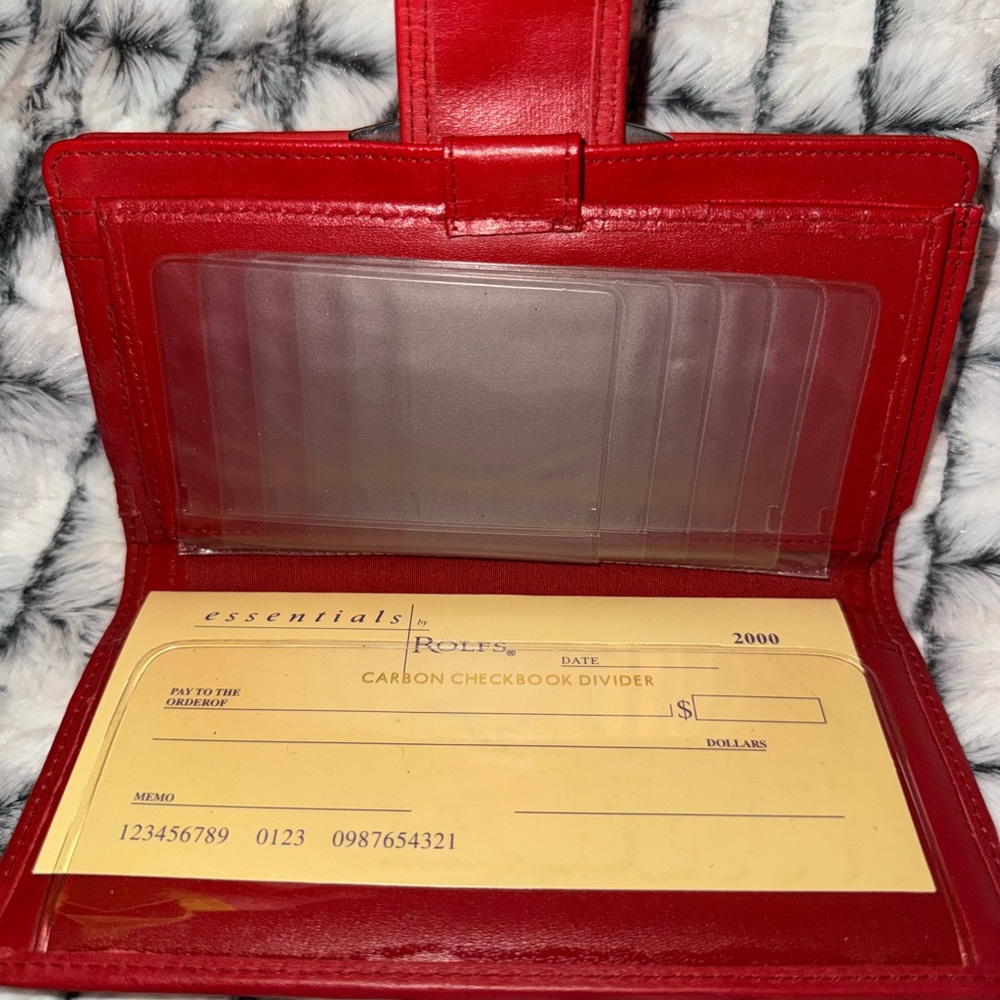 Rolf’s Red Leather Continental Compact Clutch Checkbook Kisslock Wallet NWT - Picture 4 of 8